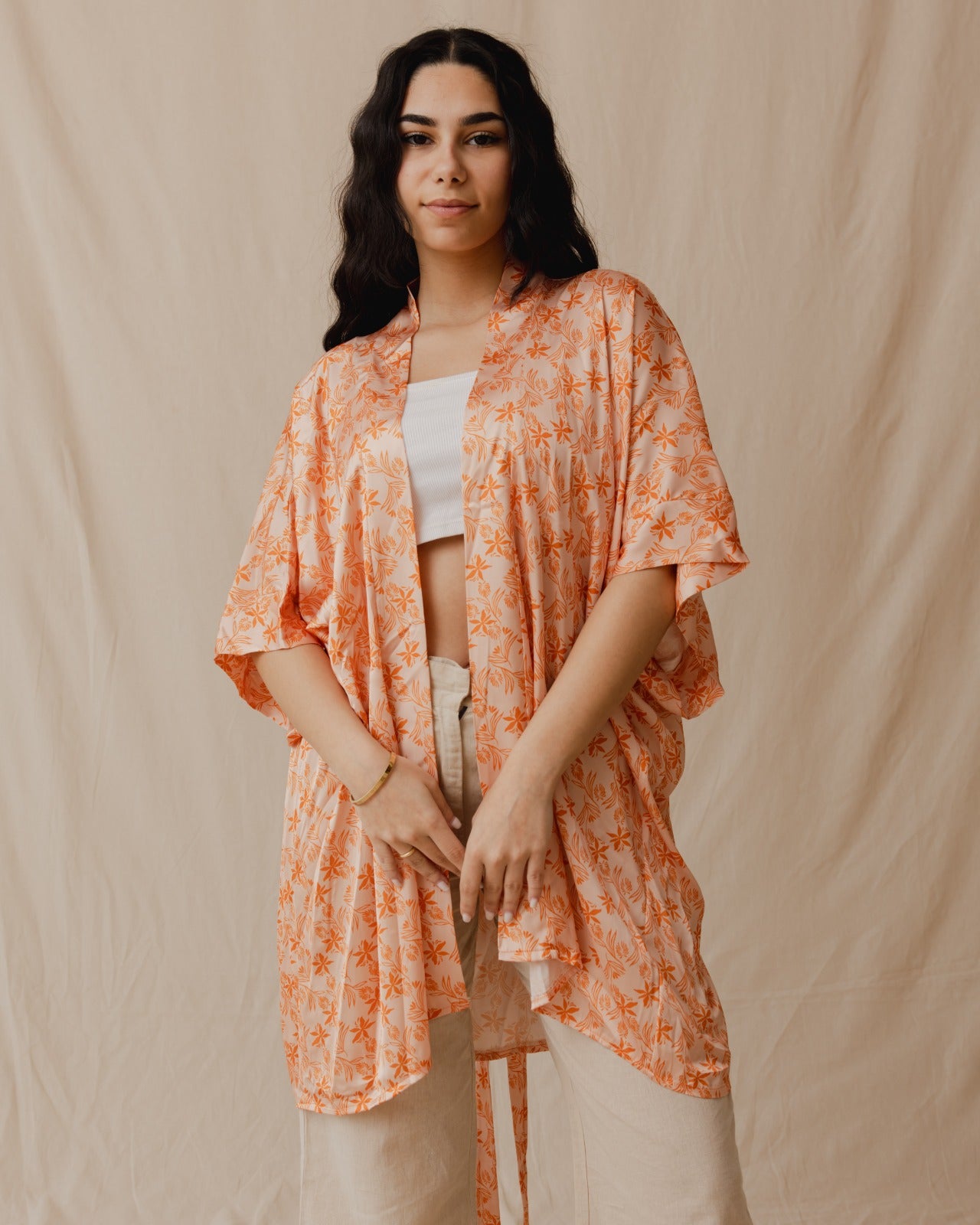 Lilium Short Kimono Orange