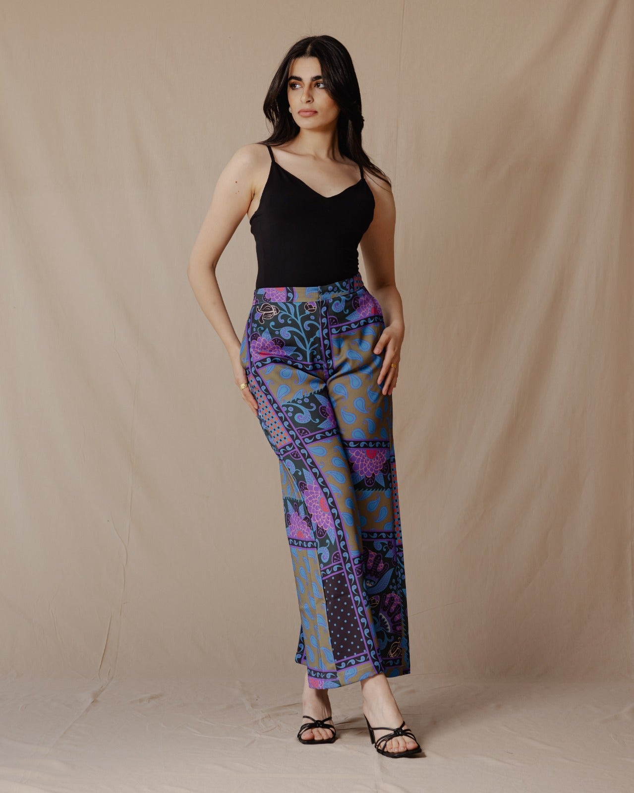 Paisley Patchwork Hosen Oliv X Lila