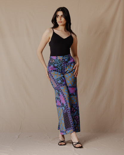 Paisley Patchwork Pantaloni Oliva X Viola