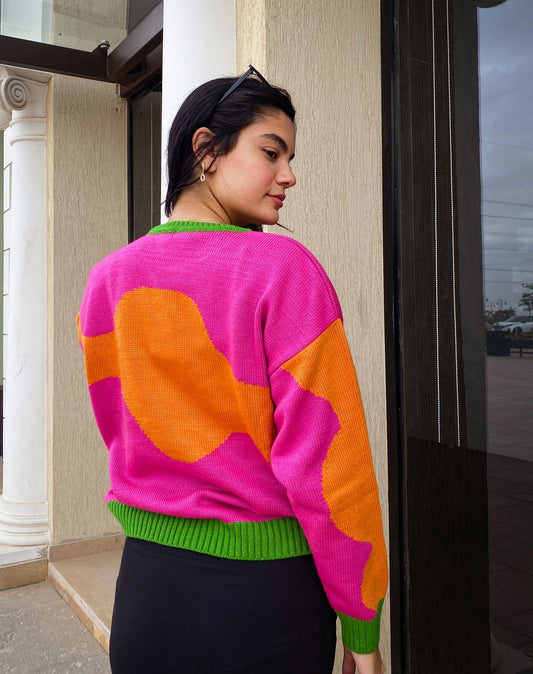 Wellen pullover Orange X Fuschia