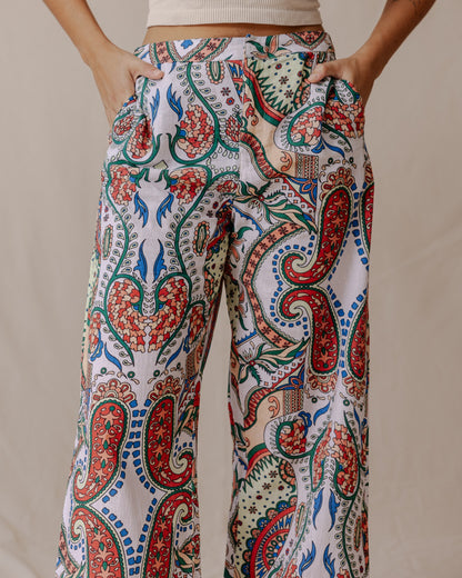 Pantalones de lino de Paisley Bohemian