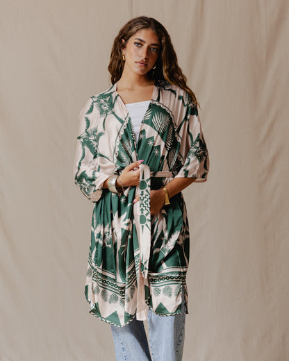 Palms Short Kimono Green