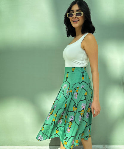 Falda Midi Lilly Of The Valley Verde Menta