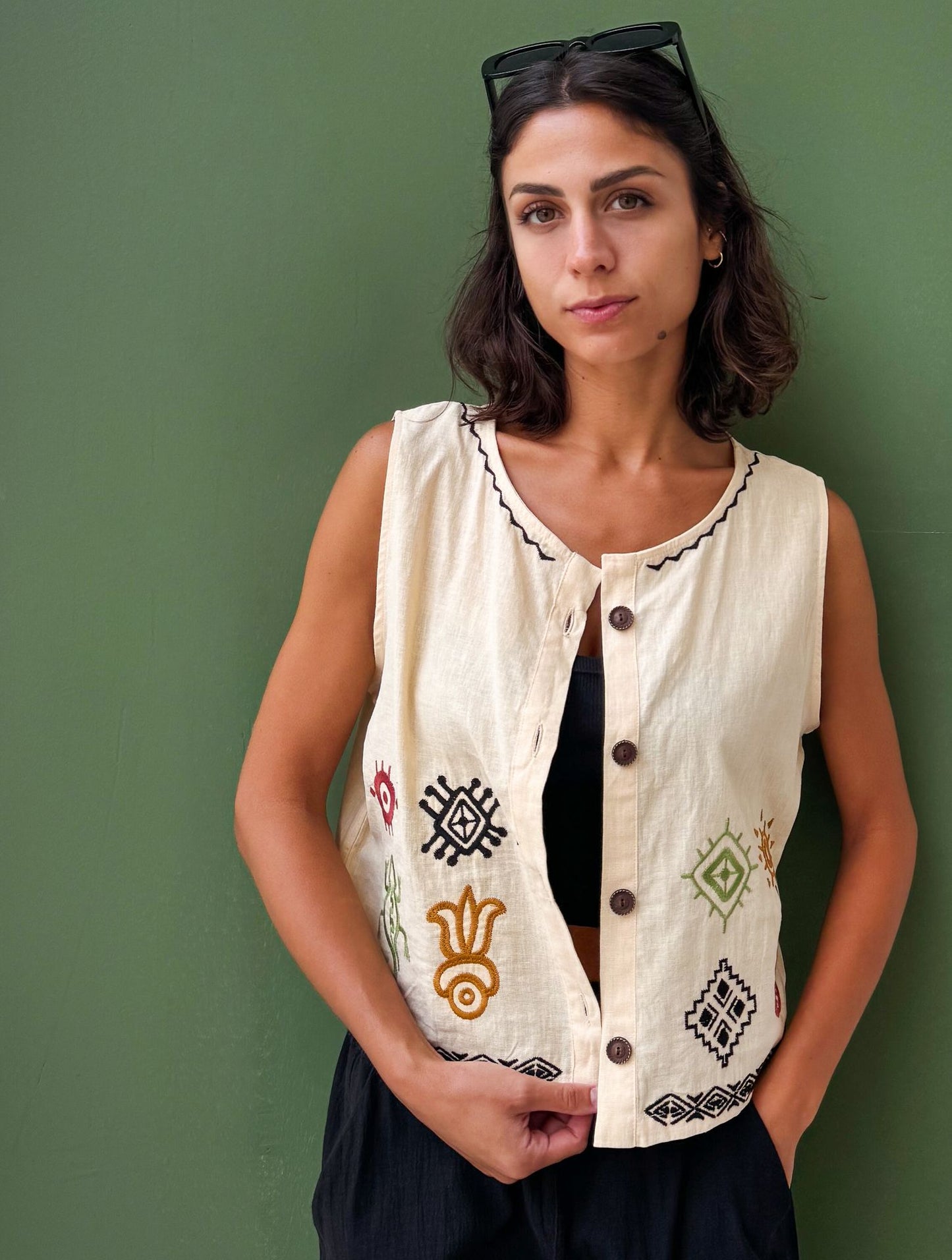 Gilet Le Lézard Boho Blanc Cassé