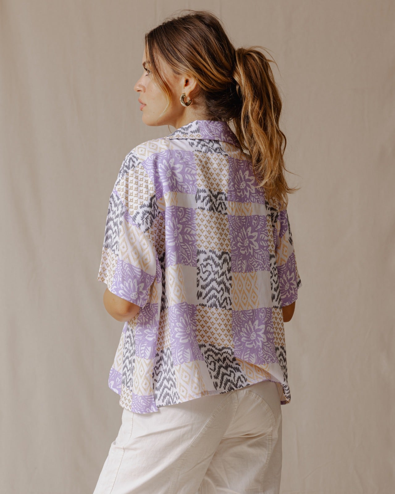 Summer Patchwork Shirt Purple