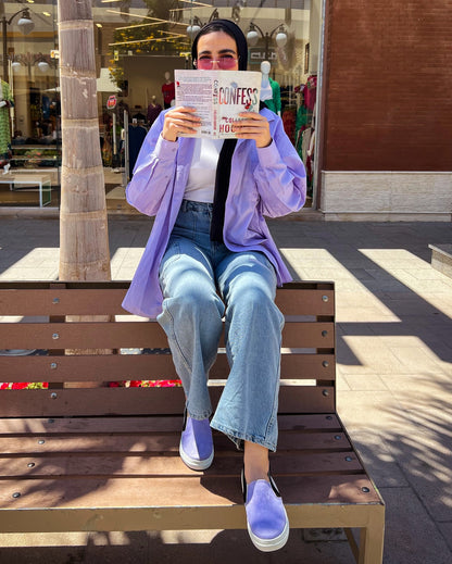 Espadrilles à enfiler violettes et noires