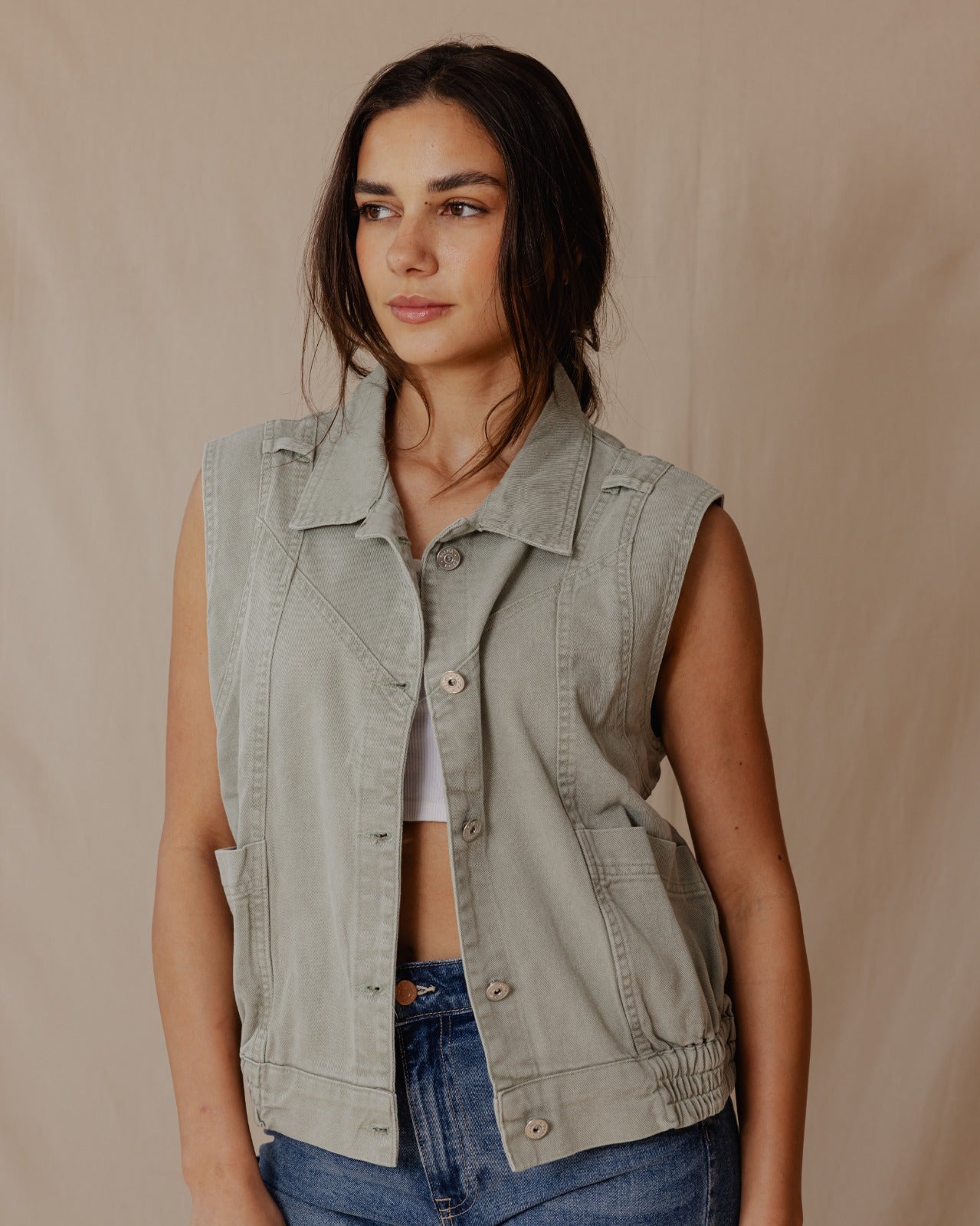 Gilet in denim lavato Oliva