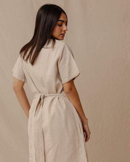 Resort Linen Dress Beige