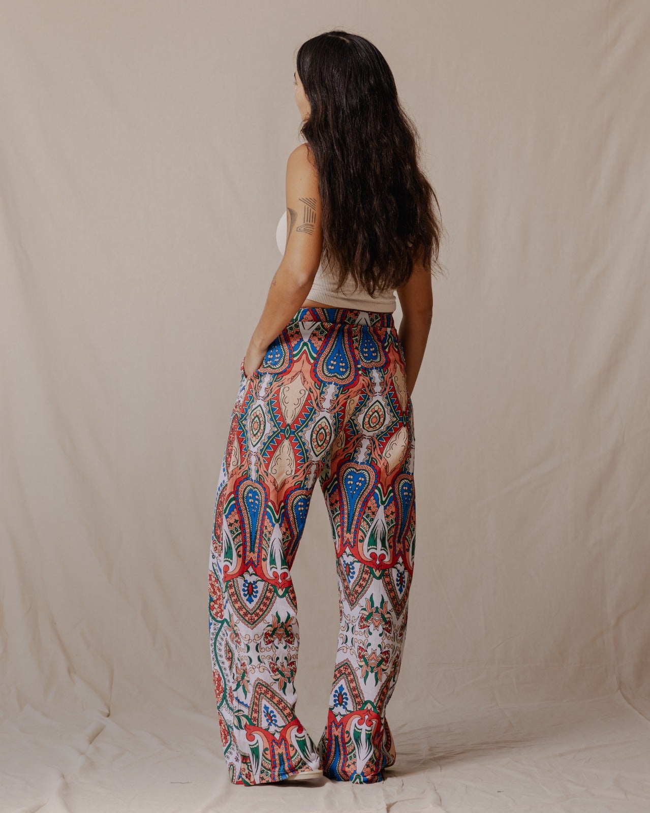 Pantalones de lino de Paisley Bohemian