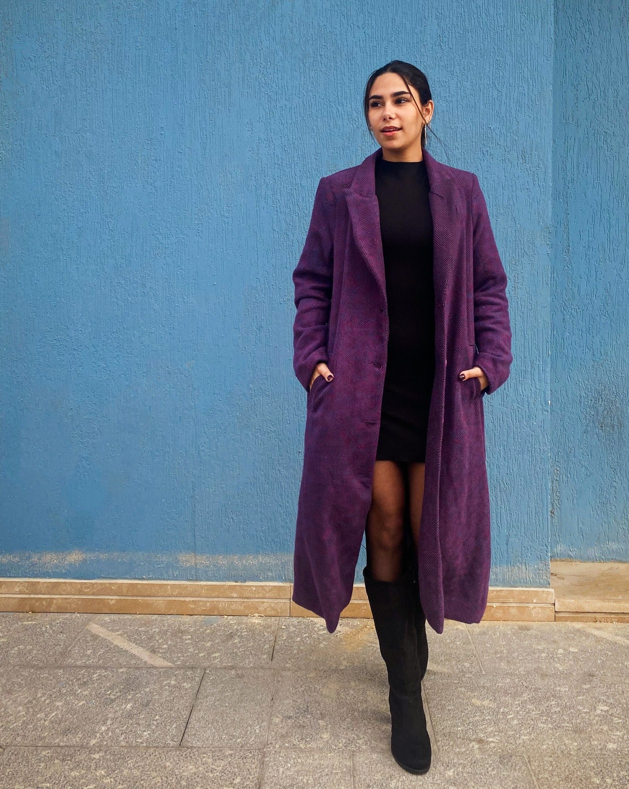 Camilla Tweed Coat Purple