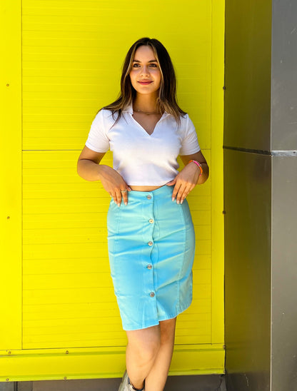 Gabardine Turquoise Skirt