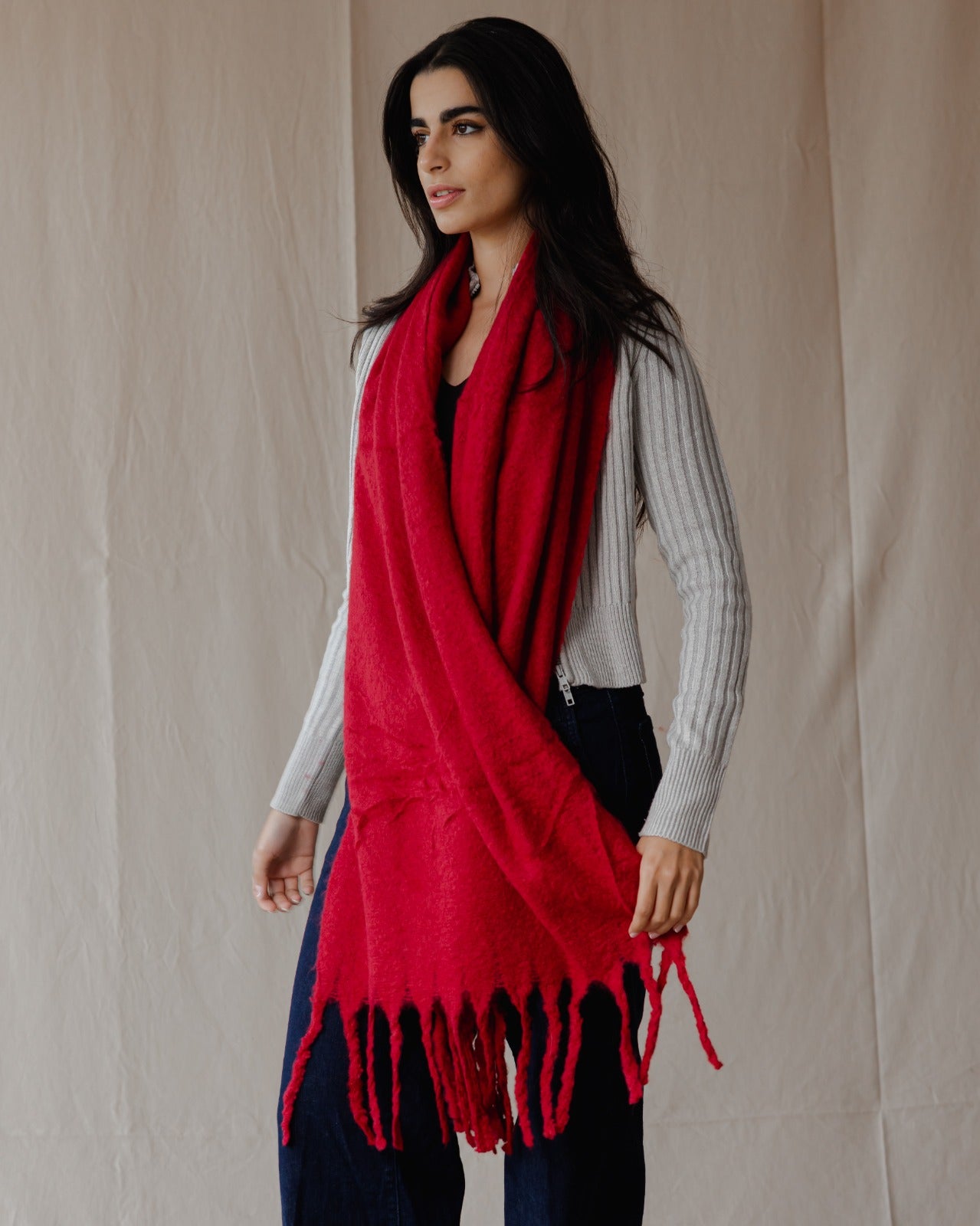 Plain Winter Scarf Red