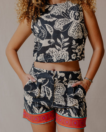 Conjunto de linho Feathered Tropics