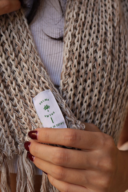 Handmade Edge Fringe Scarf Beige