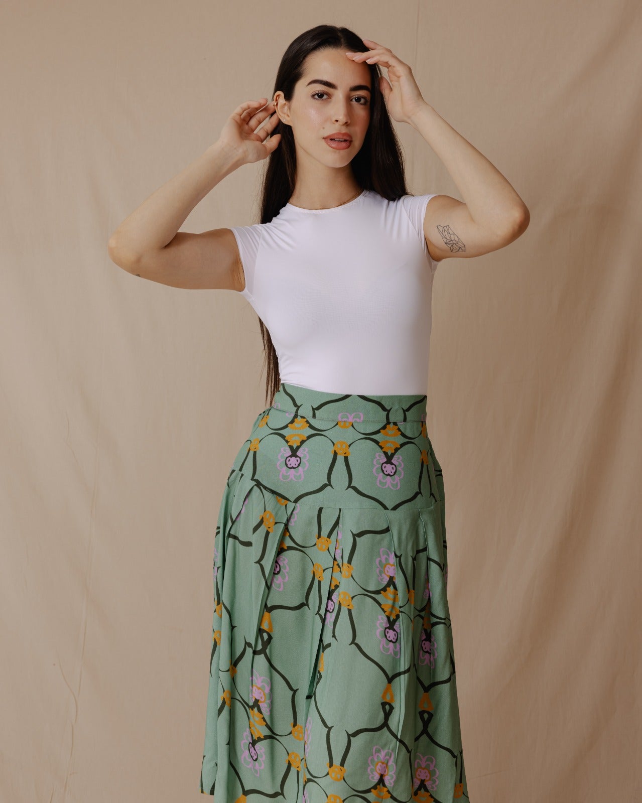 Falda Midi Lilly Of The Valley Verde Menta