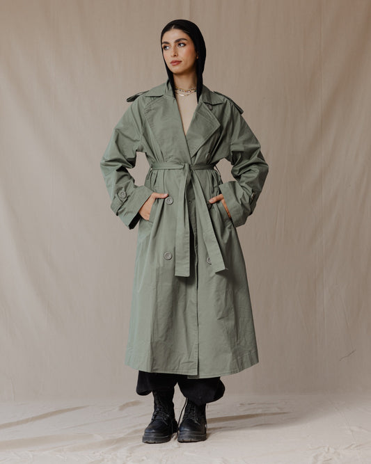 Relax Fit Trench Coat Verde Oliva