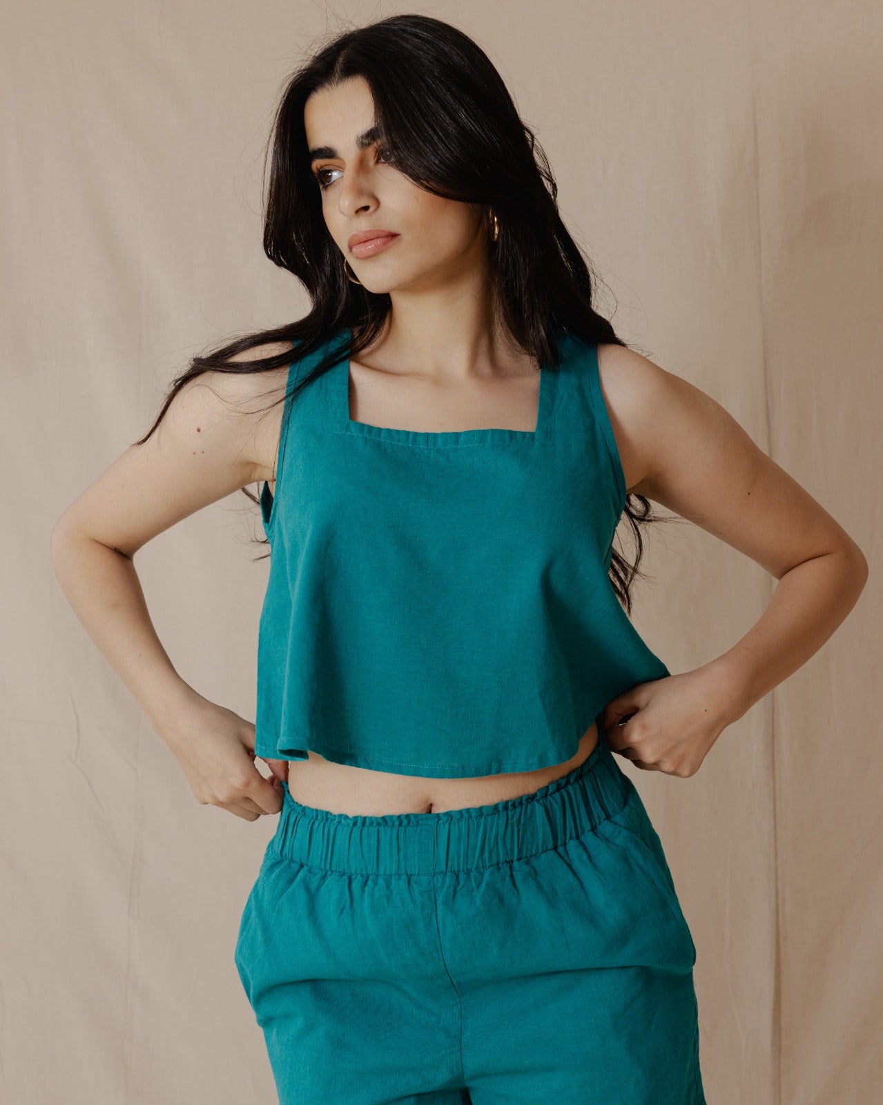 Ensemble de linge minimaliste turquoise