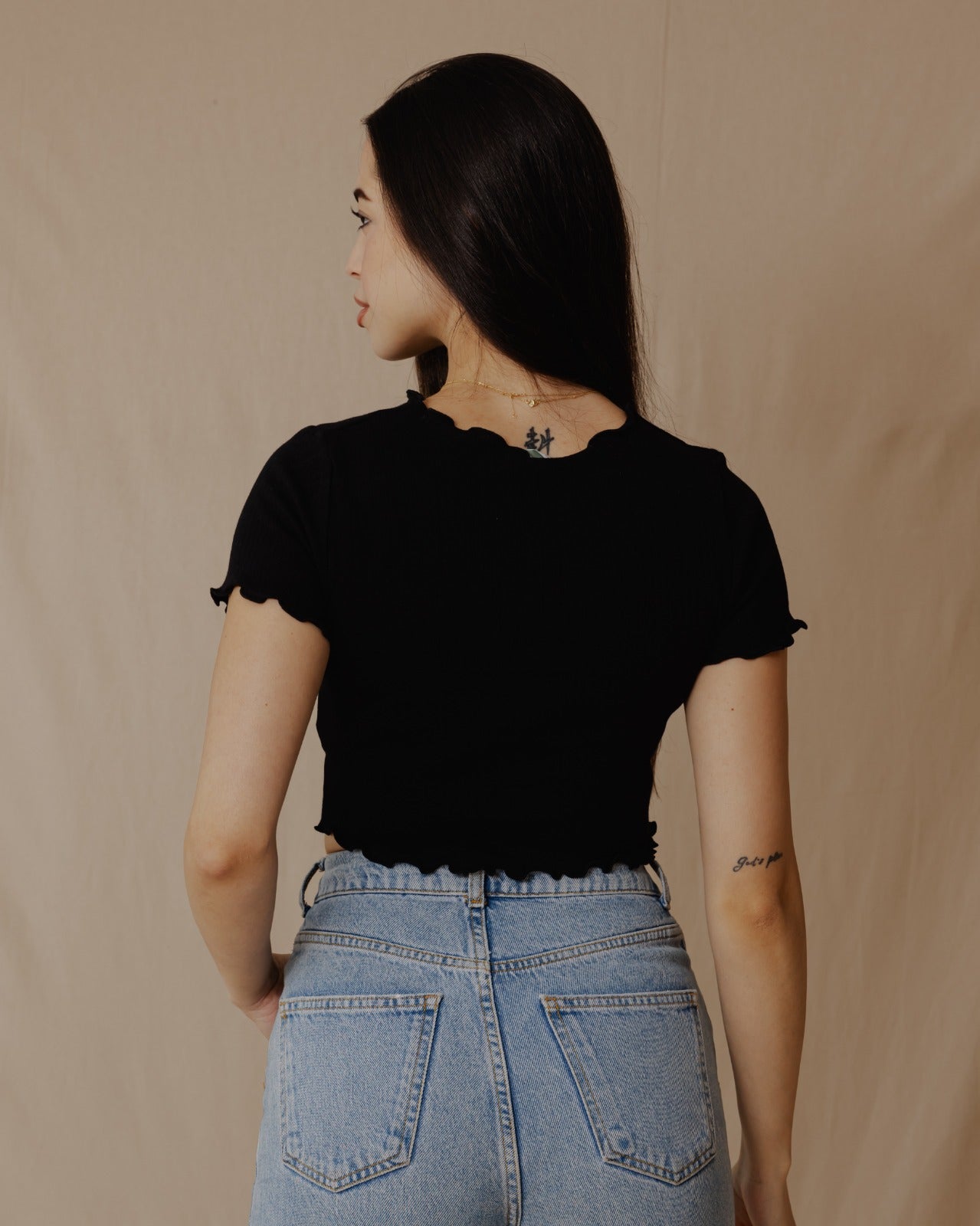 Alltägliches Crop Top Schwarz