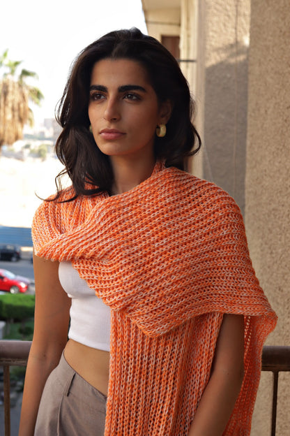 Handmade Edge Fringe Scarf Orange