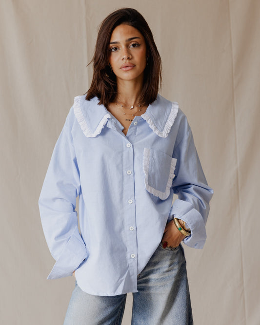 Cottage-Core Shirt Baby Blue