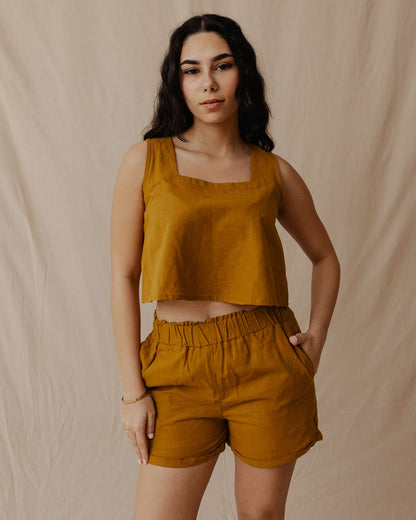 Minimal Linen Set Mustard