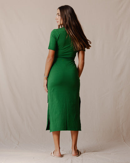 Robe en coton à nouer sur les côtés Vert