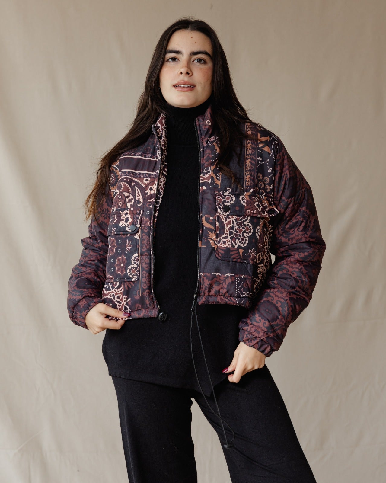 Casaco Puffer Swirl & Stitch