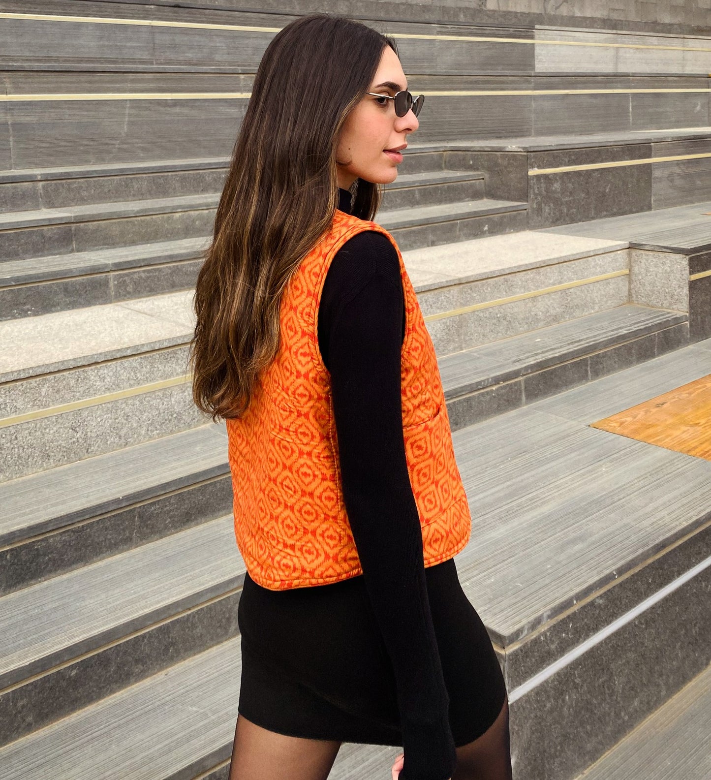 Gilet réversible Jungle Noir X Orange