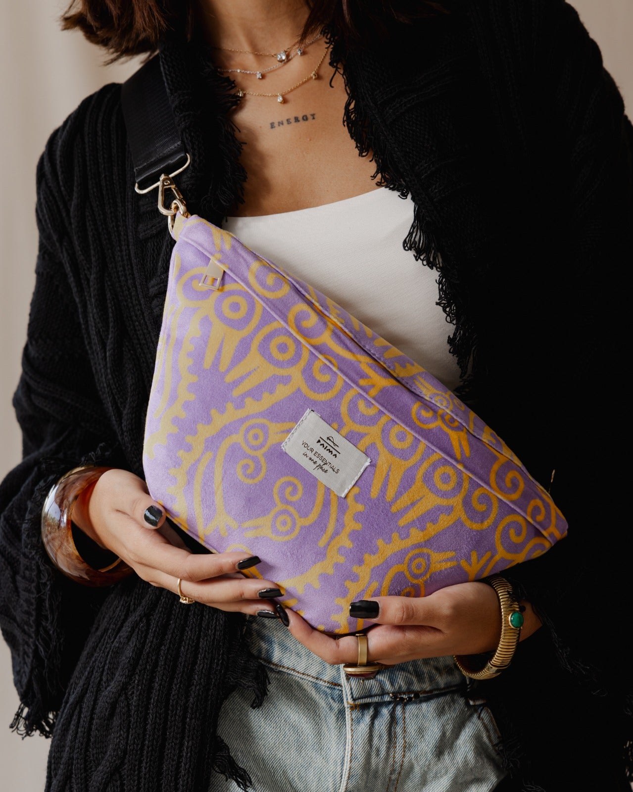 Tribal Birds Lilac X Hot Yellow Fanny Pack