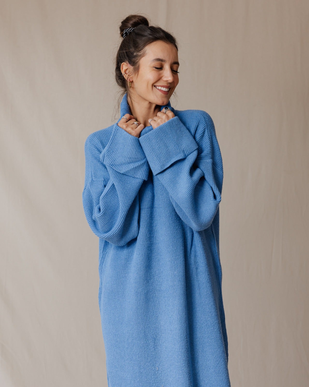 Warm Knit Dress Blue