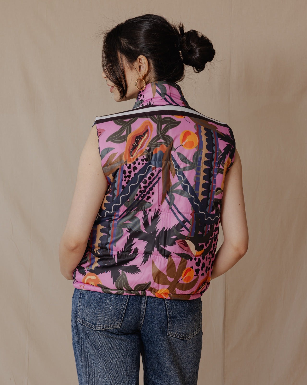 Gilet imperméable Tropical Feels rose vif