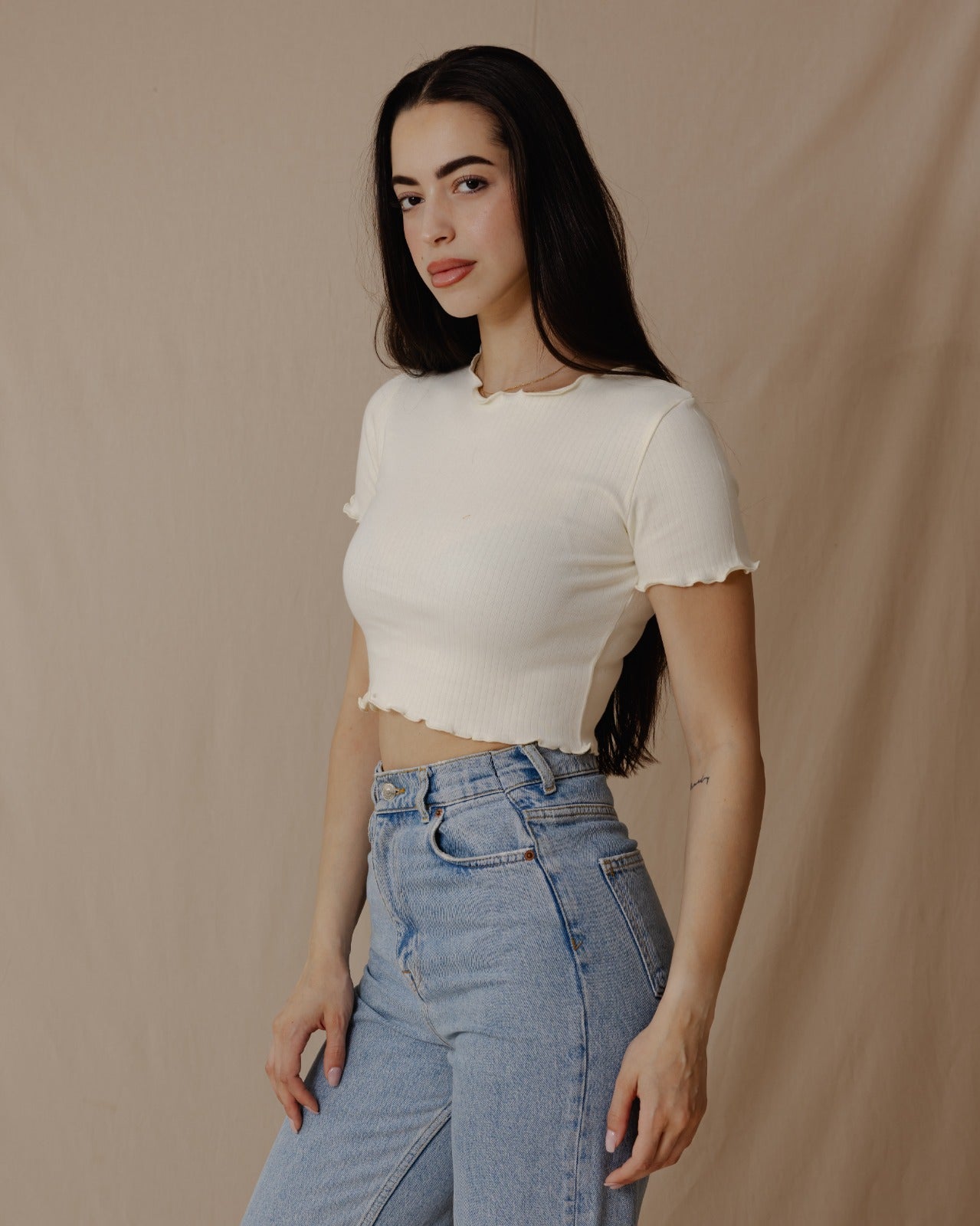 Todos os dias Crop Top Amarelo claro