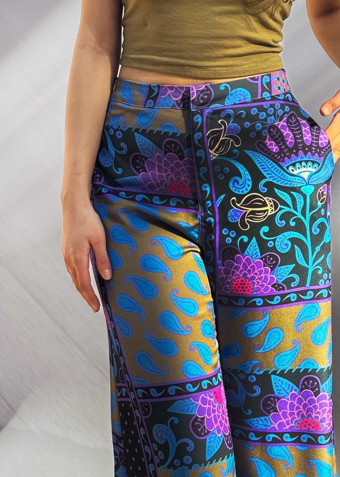 Paisley Patchwork Hosen Oliv X Lila