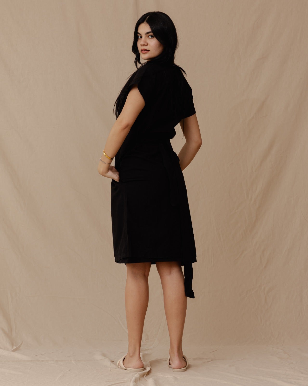 Resort Linen Dress Black