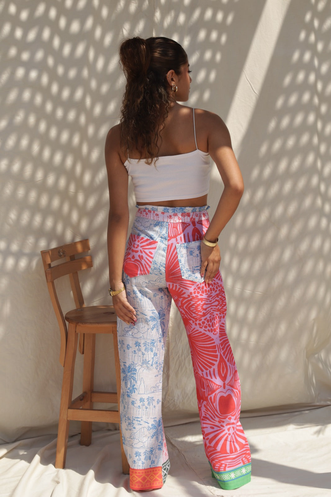 Pantalon à motif patchwork multiprint