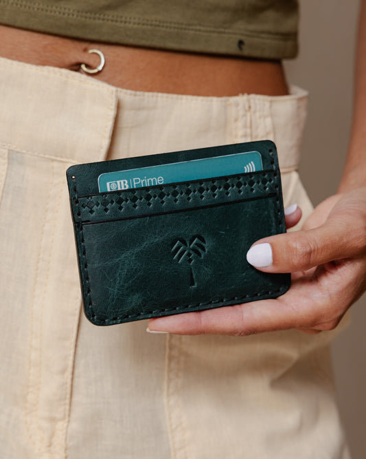 Genuine Palm Card Holder Green