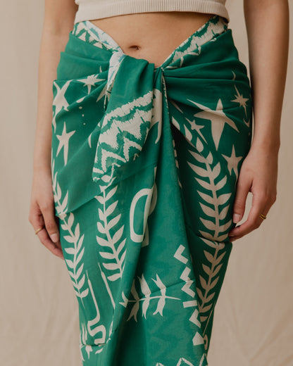 Boho Birds Voile Wrap em verde