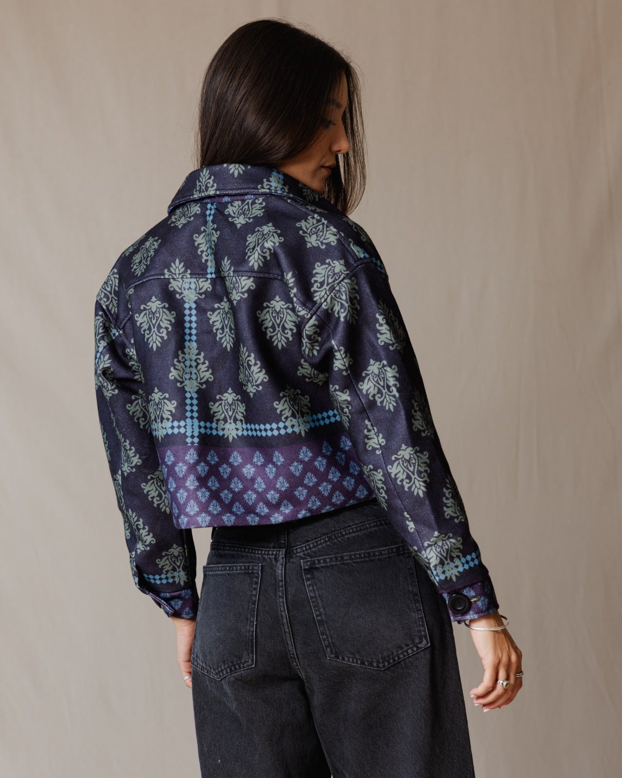 Baroque Bomber Jacket Black X Purple