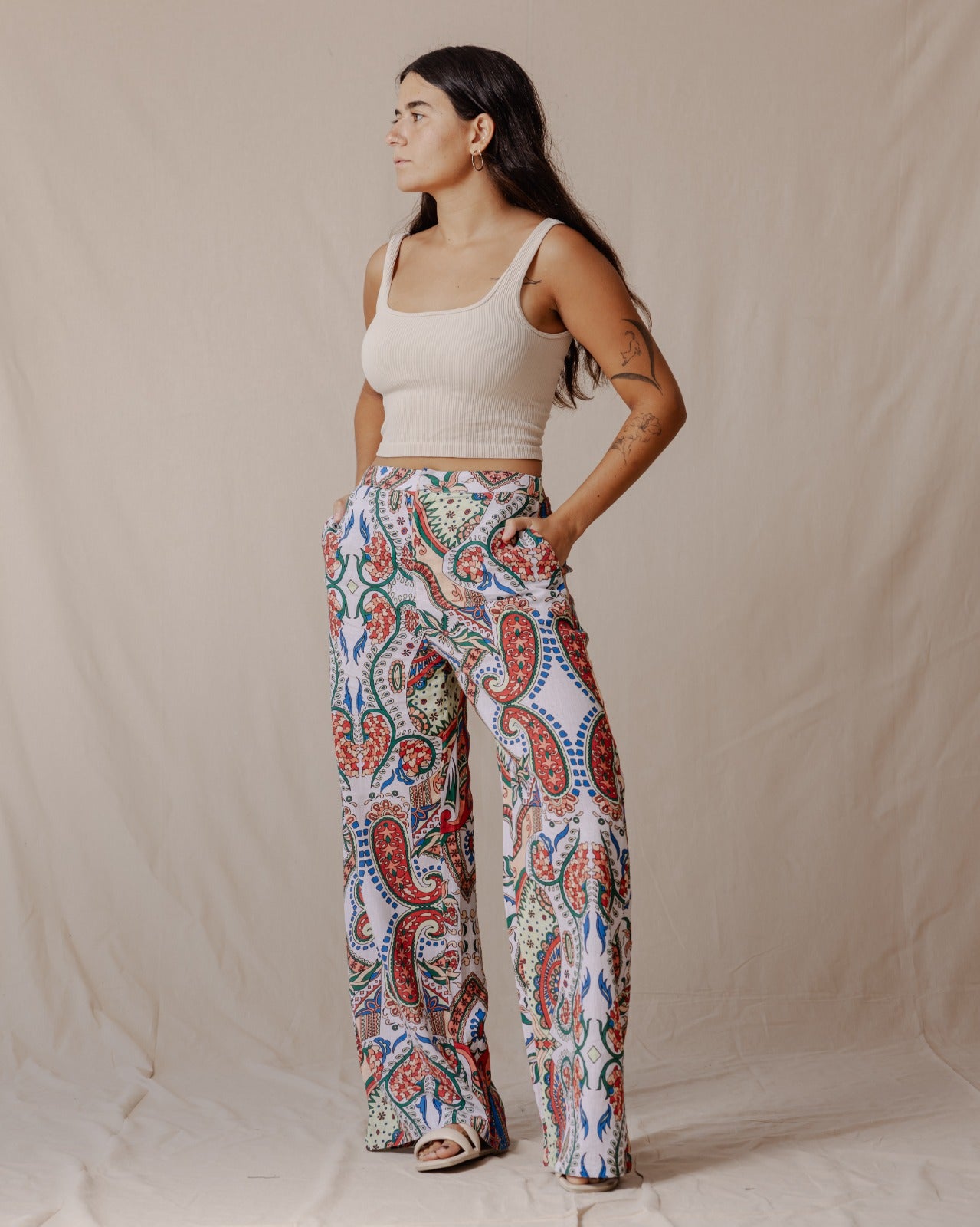 Pantalones de lino de Paisley Bohemian