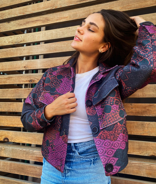 Patchwork Bomber jacke