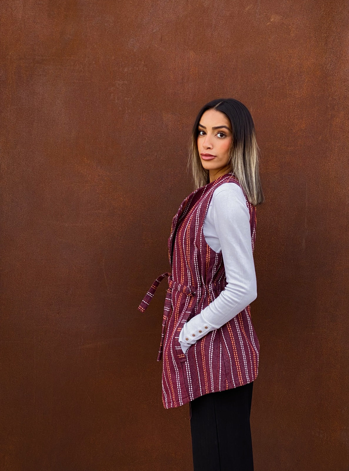 Gilet Grace in cotone bordeaux