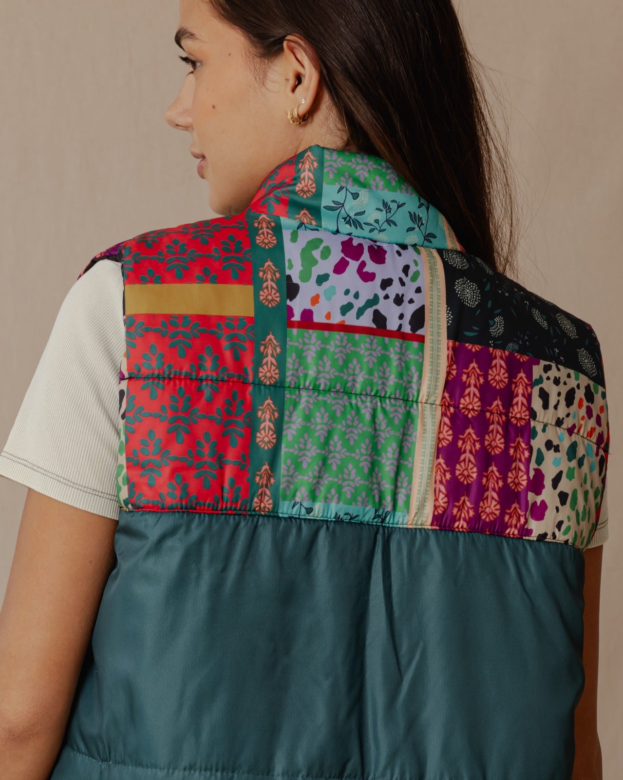 Gilet impermeabile Indian Florals Petrolio