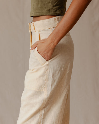 Pantalon classique en lin beige