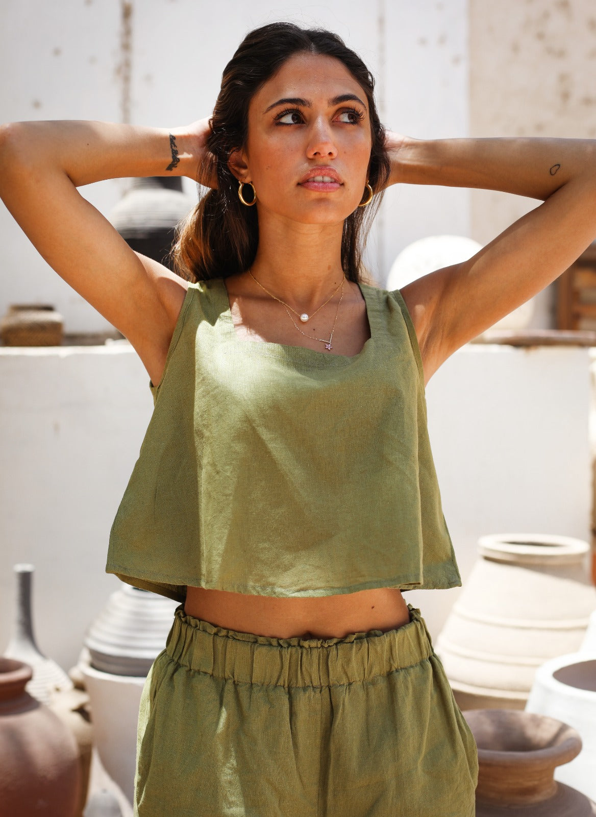 Ensemble de linge minimaliste Olive