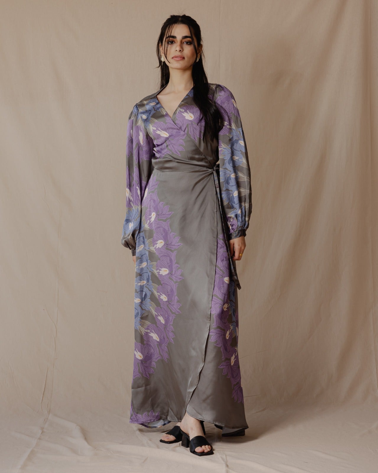 Lilly Garden Wrap Dress Purple X Light Blue