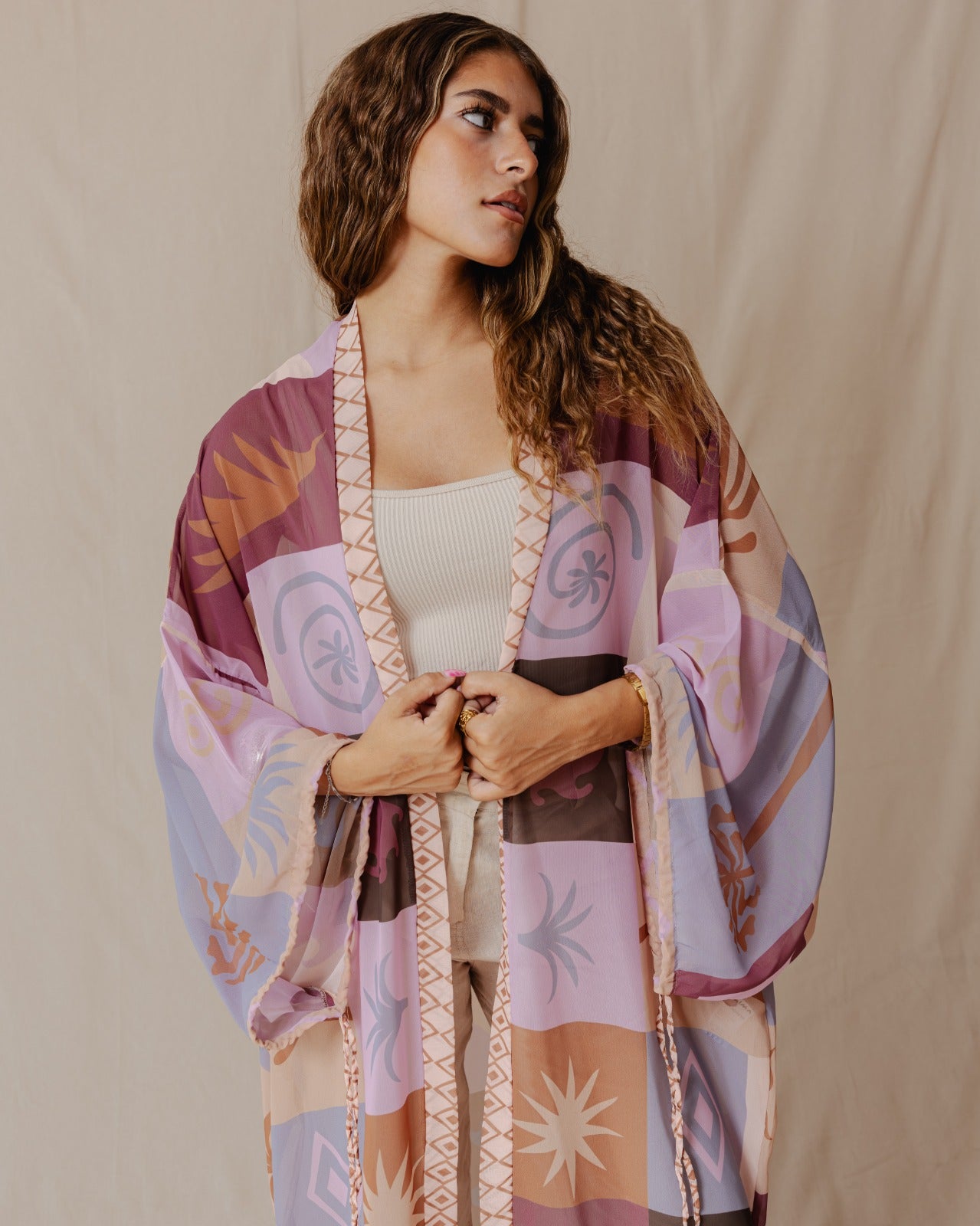 Yukata Kimono In Nude Colors