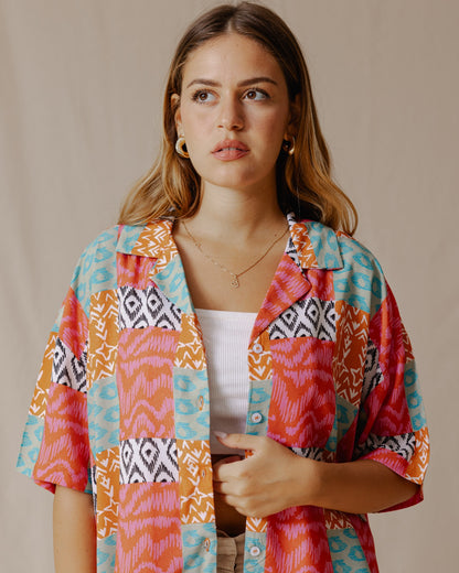 Summer Patchwork Shirt Pink