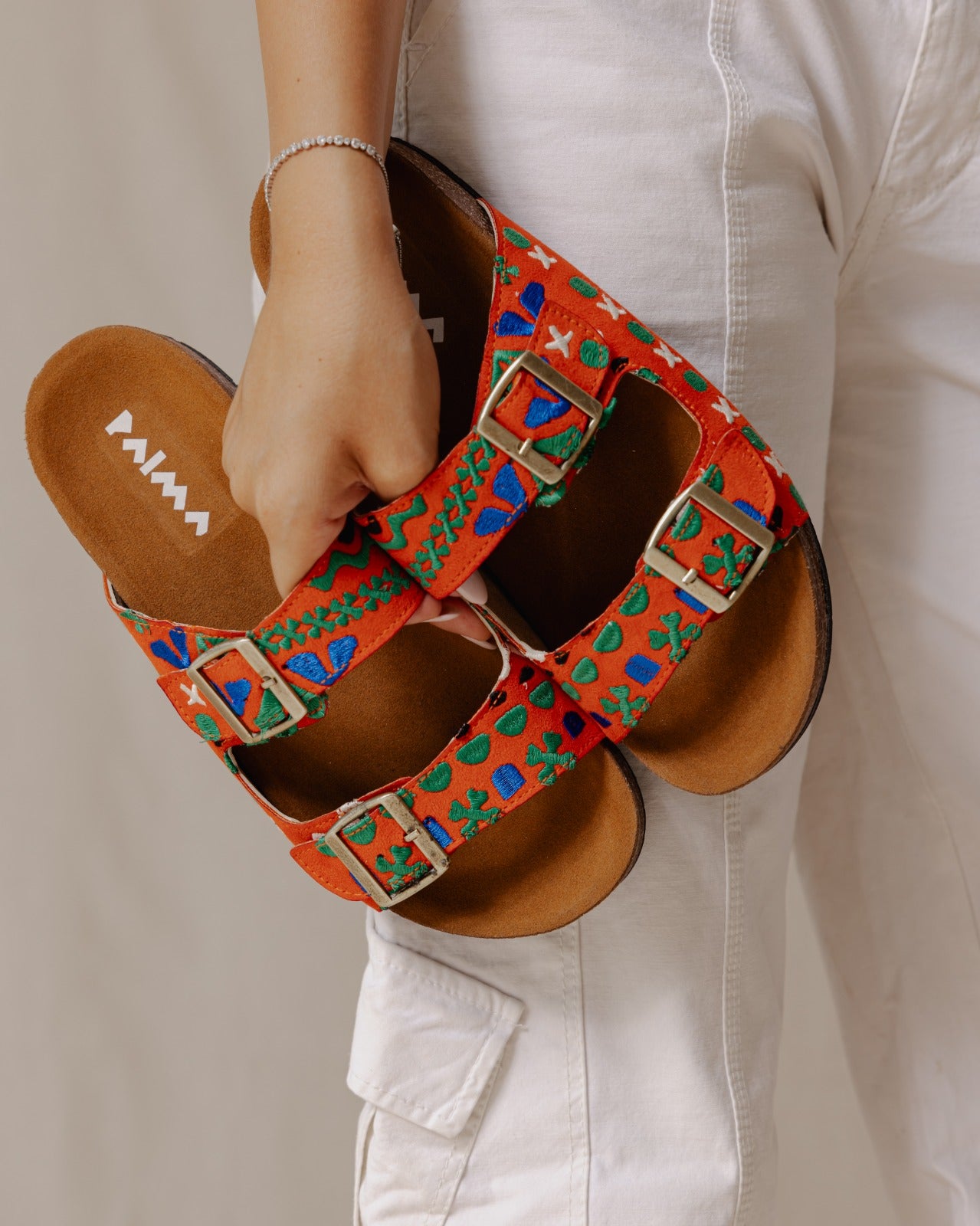 Boho Lines Slides Laranja Quente