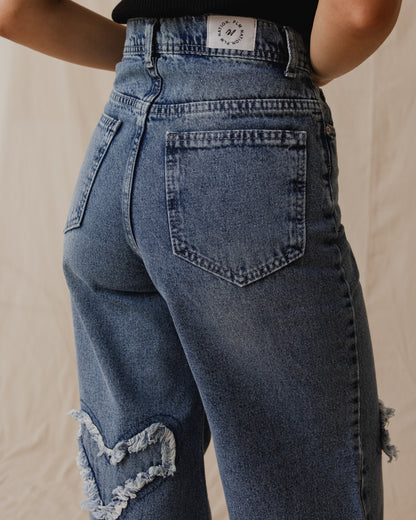 Heart-Shaped Denim Pants