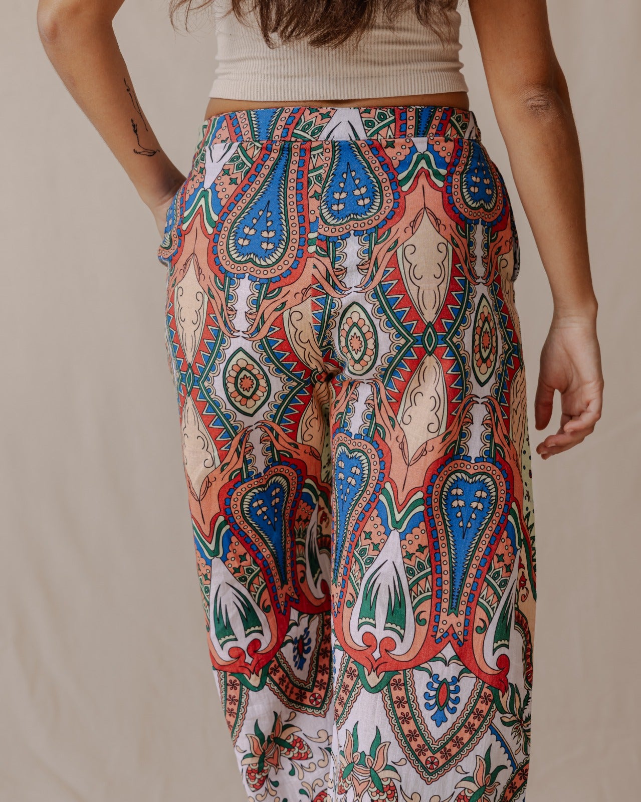 Pantalones de lino de Paisley Bohemian